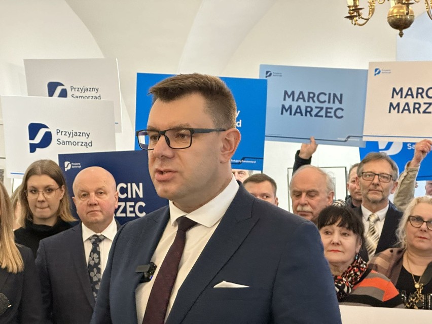 Urzędujący burmistrz Sandomierza Marcin Marzec podczas...