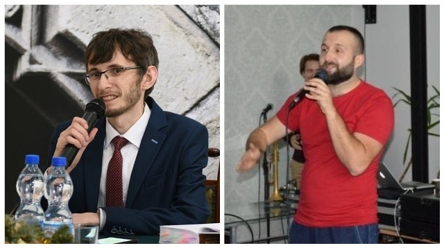 Łukasz Połomski (z lewej) i Arkadiusz Zbozień - Arkadio będą walczyć o elitarny tytuł Mistrza Mowy Polskiej