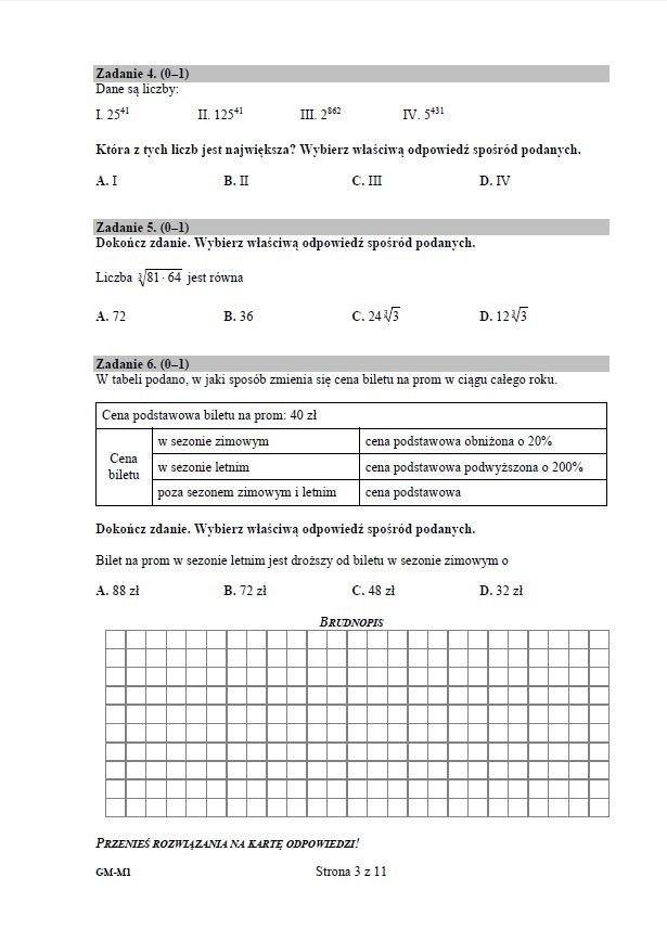 EGZAMIN GIMNAZJALNY 2016 ODPOWIEDZI Z MATEMATYKI [ARKUSZE] | Express