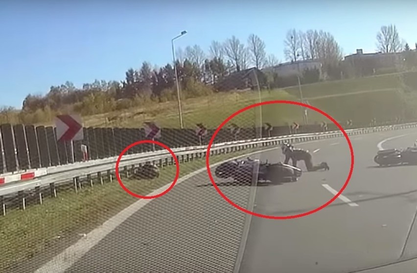 Groźny wypadek motocyklistów na S1 w Bielsku-Białej. Było blisko tragedii. Zobaczcie WIDEO