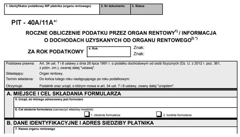 PIT-11A to informacja o dochodach dotycząca osób, które...