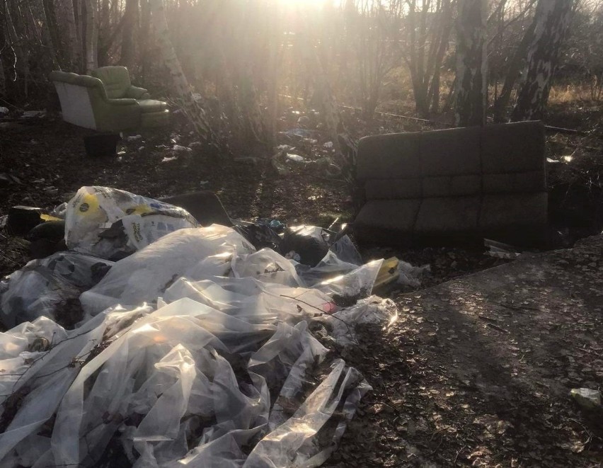 Dzikie wysypisko śmieci, które znajduje się w okolicach ul....
