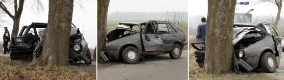 Samochód centralnie wyrżnął w drzewo. Za kilka dni okaże się, czy kierowca był trzeźwy, czy też prowadził w widzie alkoholowego upojenia.