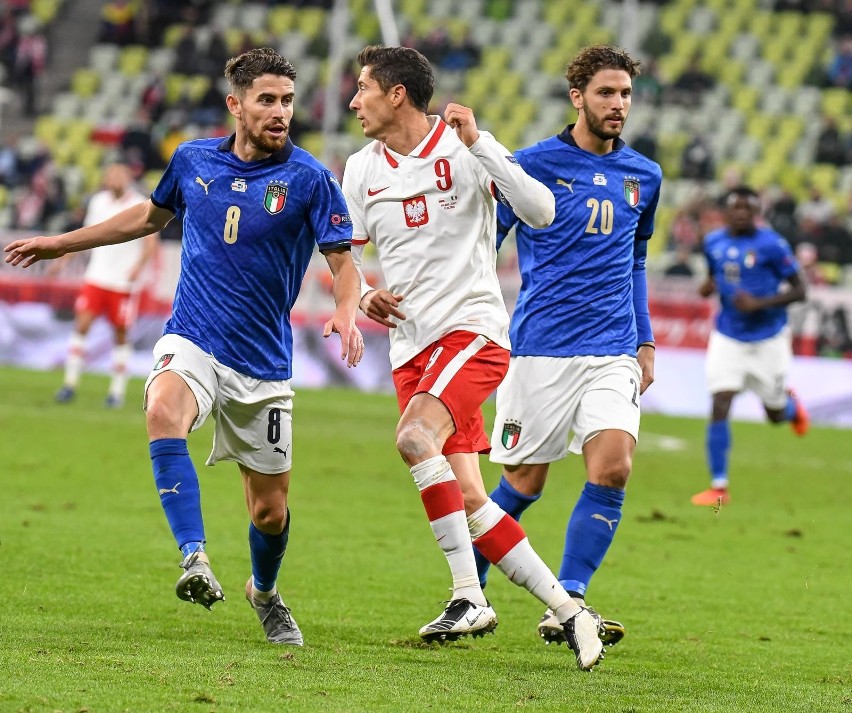 Robert Lewandowski podczas meczu Polska - Włochy w Gdańsku
