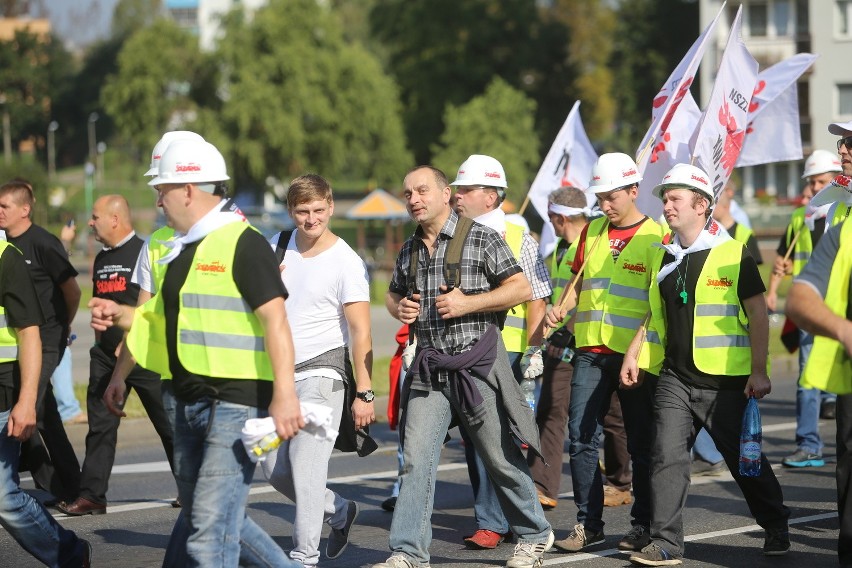 Demonstracja górników w Sosnowcu i Katowicach