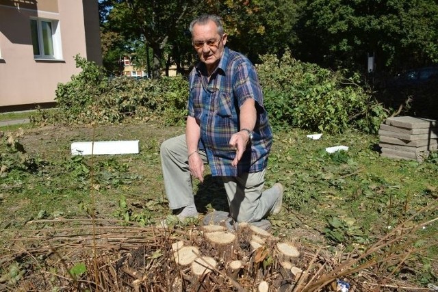 Janusz Kondzior żałuje wyciętych drzew. &#8211; Pozostały po nich tylko pnie. A przez lata były ozdobą tego miejsca. Teraz będziemy musieli wdychać spaliny &#8211; twierdzi.