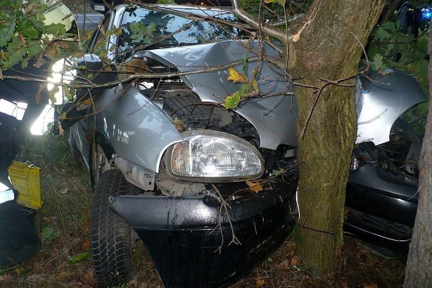 Koło Trzebiszewa osobowy opel rozbił się na przydrożnym...