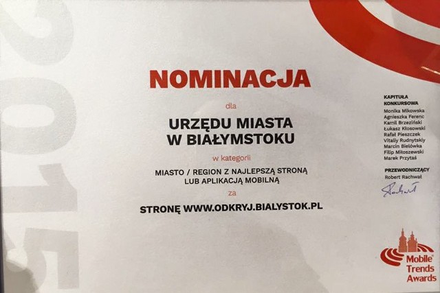 Miasto Białystok pozostało z nominacją