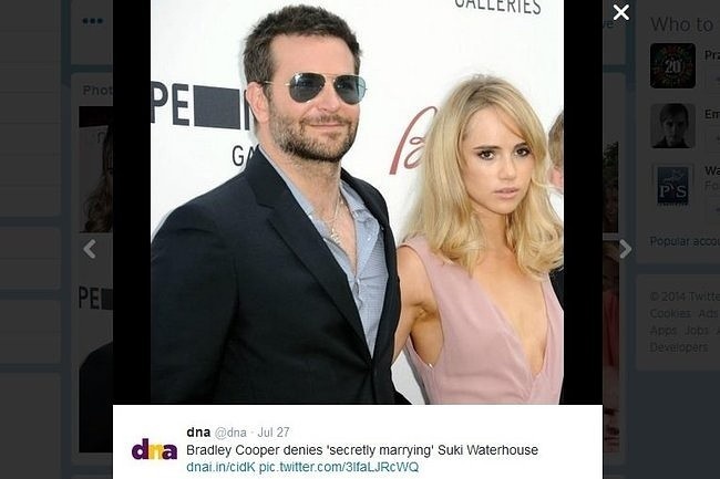 Bradley Cooper i Suki Waterhouse (fot. screen z Twitter.com)