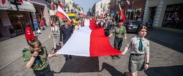 Harcerski Dzień Flagi RP na ul. Piotrkowskiej.