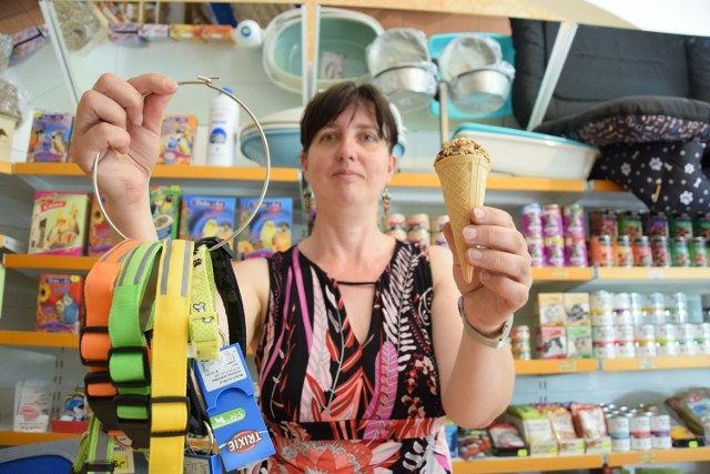 Ewa Ziółkowska ze sklepu zoologicznego Dingo w Kielcach prezentuje nowości dla domowych pupili. - Klienci często za wszelką cenę chcą uszczęśliwić swojego podopiecznego - mówi.