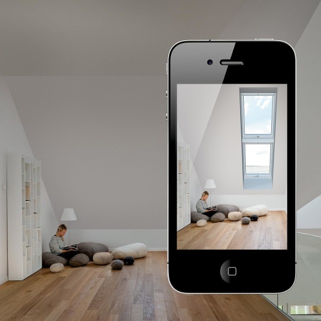 Działanie aplikacji do doboru okien dachowychAplikacja VELUX Experience jest dostępna na iPhone'a oraz system Android w polskiej wersji językowej
