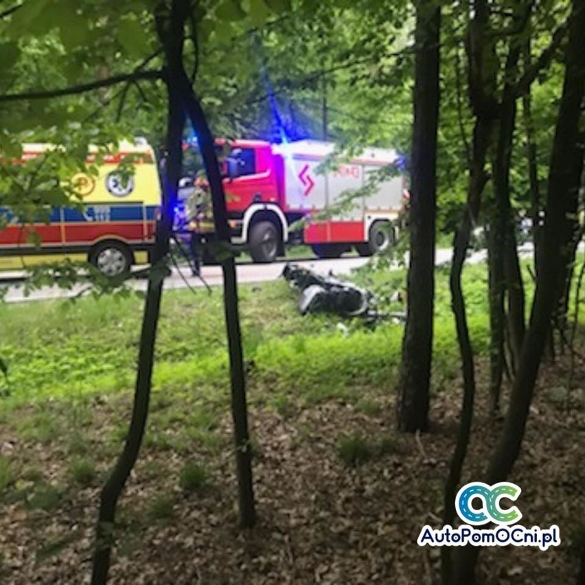 Wypadek w Wólce Plebańskiej. Motocyklista skończył jazdę w rowie