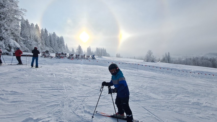 na szczycie stoku Suche Ski