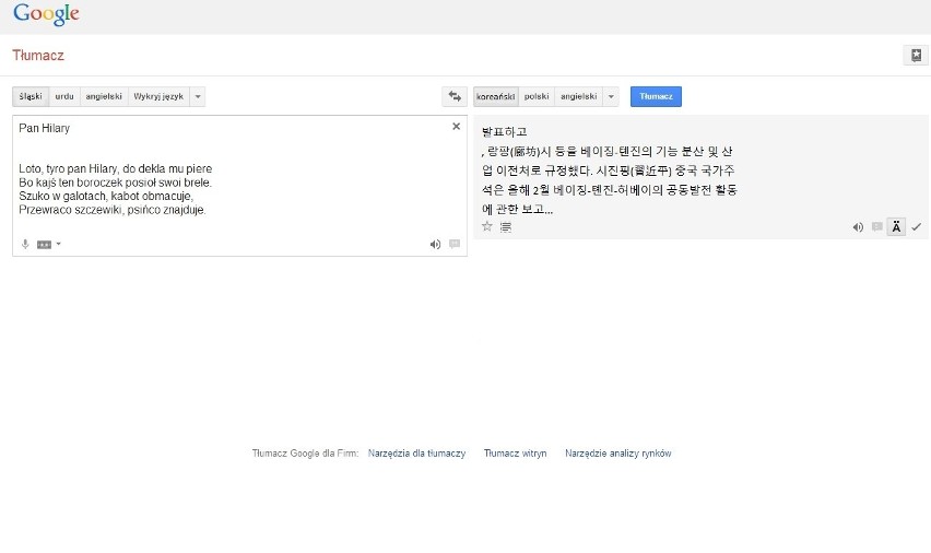 Google Translate język śląski