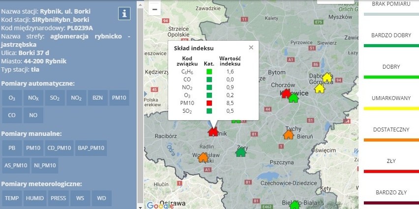 Poranne poziomy stężeń pyłów biją na alarm. Smog w Rybniku,...