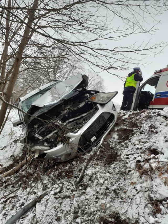 Samochodem jechały 3 osoby. 2 z nich trafiły do szpitala. Kobieta kierująca autem była trzeźwa.