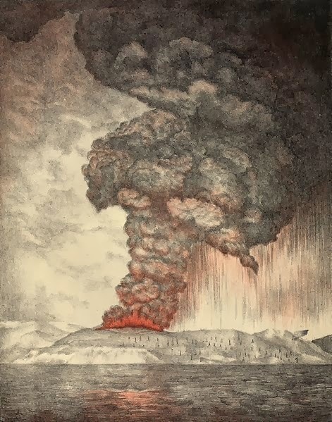 Wielki wybuch Krakatau na litografii z 1888 roku.