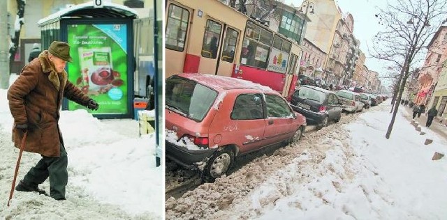 Cztery dni po śnieżycy. Wyprawa na przystanek to nadal wyczyn. Miejsca parkingowe (powyżej - na linii drzew) wciąż niedostępne.