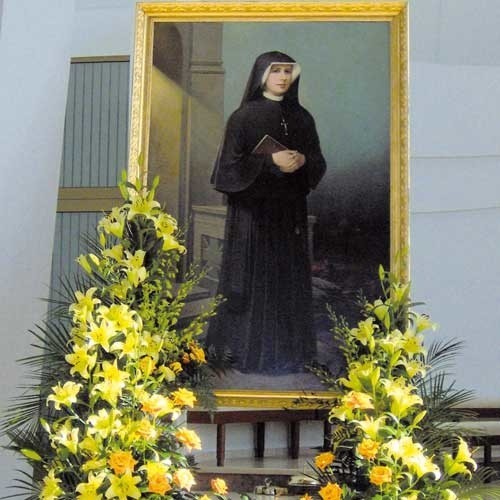Święta Faustyna &#8211; obraz w ołtarzu bazyliki w Sanktuarium Bożego Miłosierdzia.