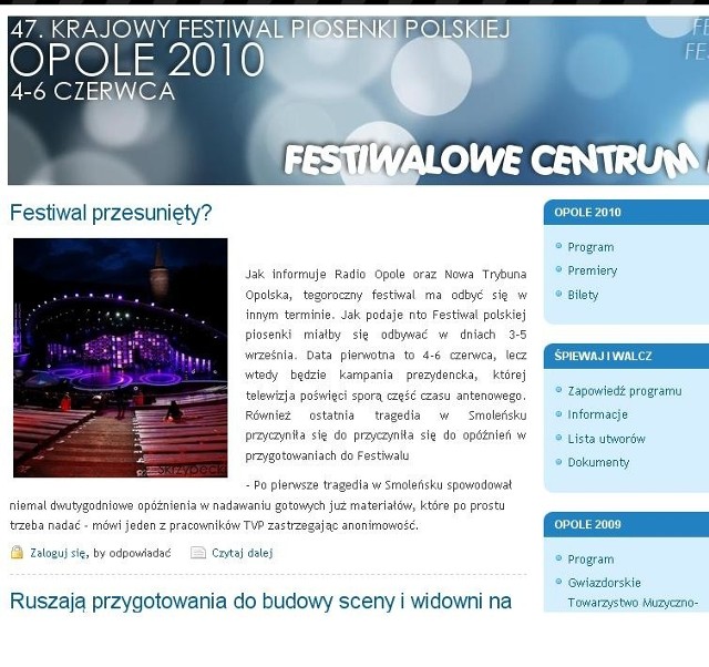 strona internetowa festiwalu