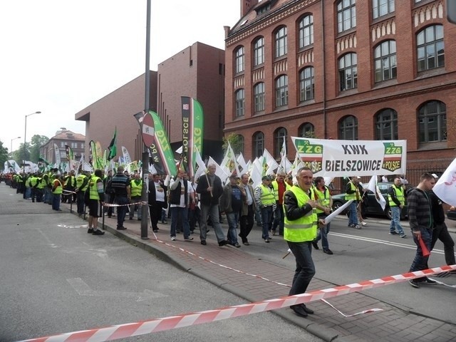 Protest górników w Katowicach