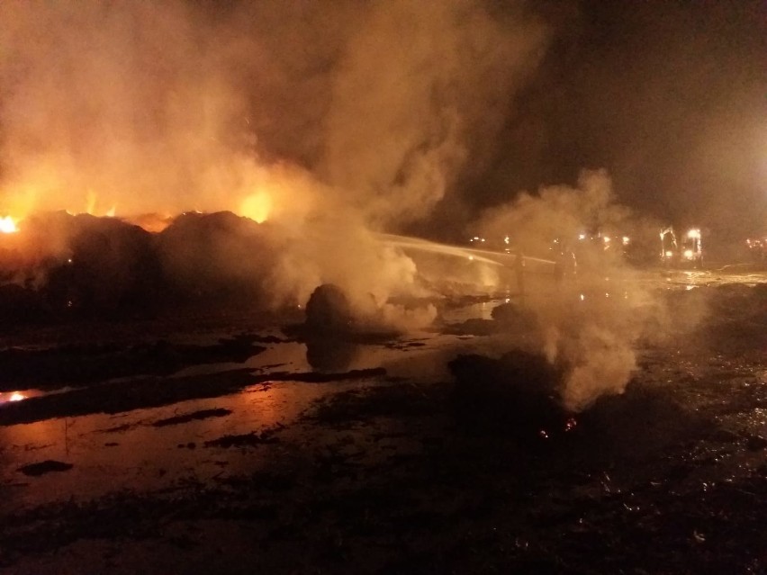 Ogromny pożar w Dąbrowicy. Paliło się trzy tysiące bali słomy [ZDJĘCIA]