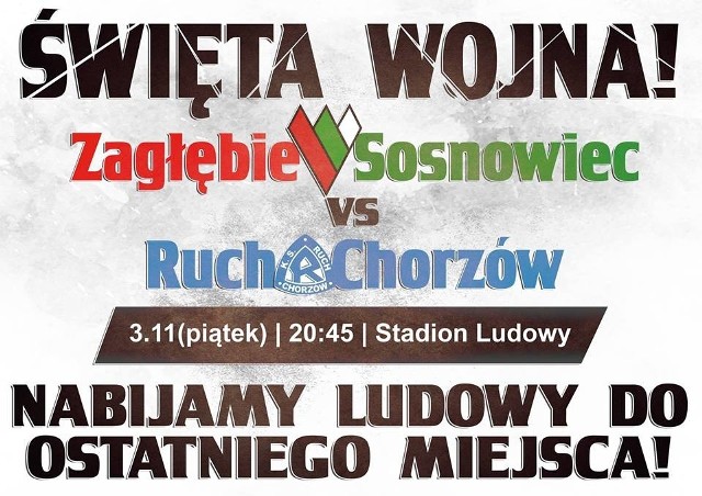 Kibicowski plakat na mecz Zagłębie - Ruch.