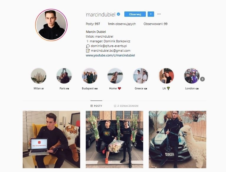 Marcin Dubiel (1 mln) - youtuber