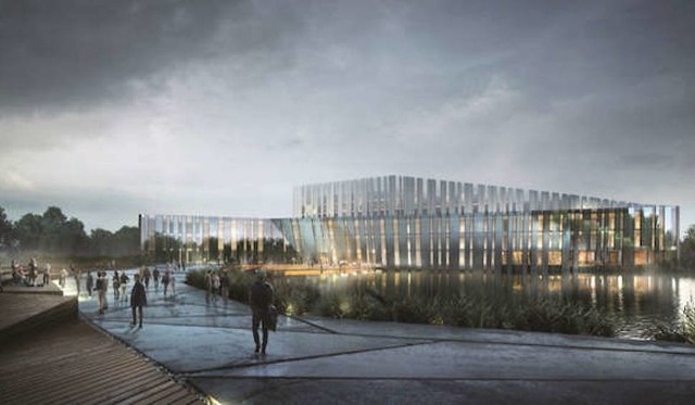 Tak, według koncepcji pracowni Plus 3 Architekci z Warszawy, miałaby się prezentować nowa siedziba Akademii Muzycznej od strony południowej.