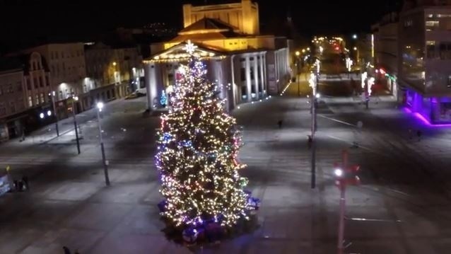 Świąteczne Katowice okiem drona