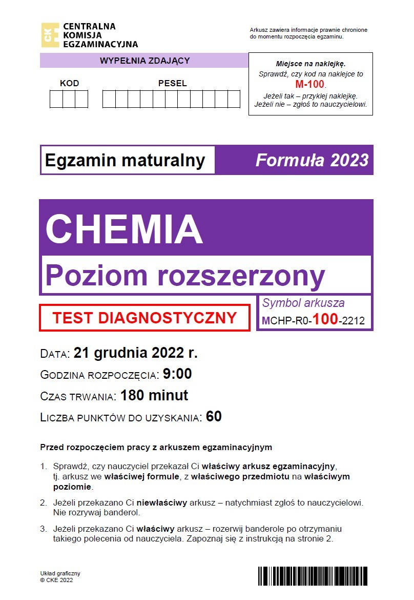 Matura próbna z chemii - formuła 2023