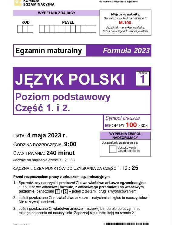Matura 2023 z języka polskiego. Arkusze CKE z odpowiedziami 
