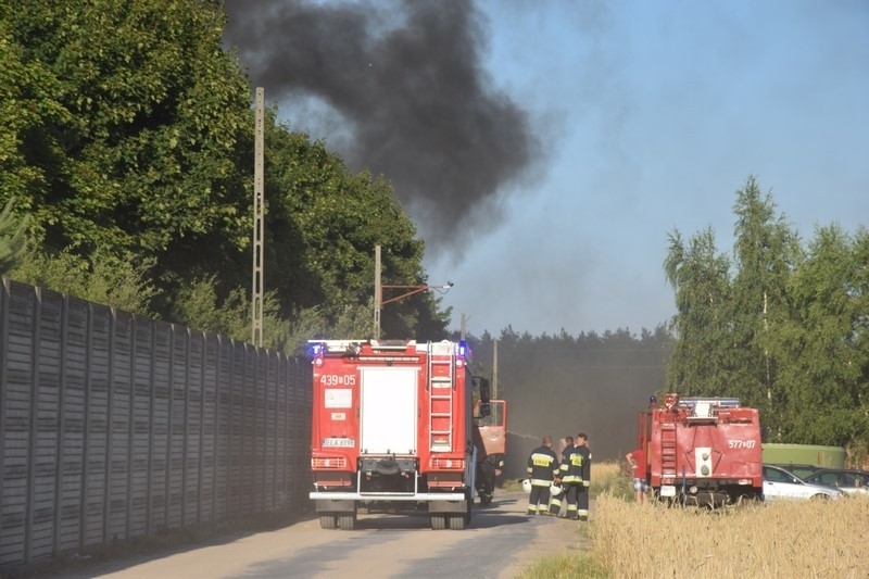 Pożar wysypiska śmieci w Mostkach koło Zduńskiej Woli