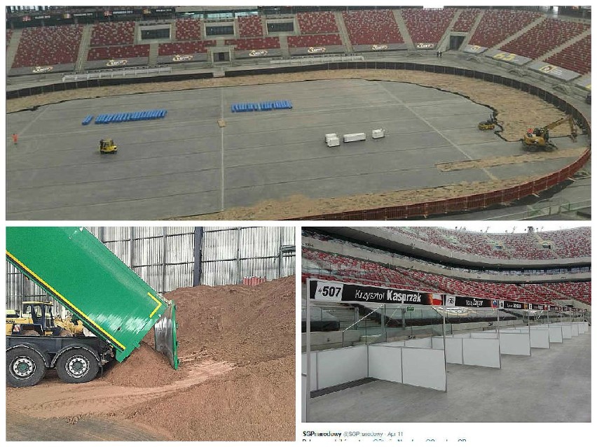 Stadion Narodowy zmienia się na Grand Prix na żużlu (zdjęcia)