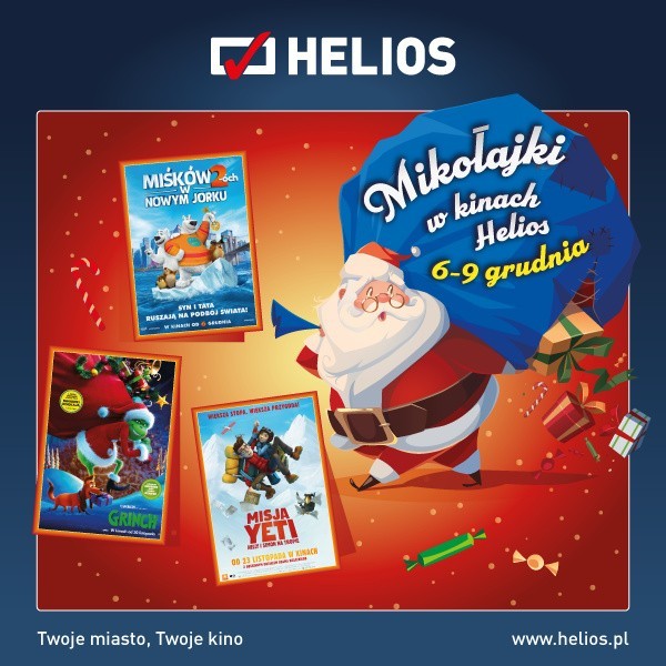 Mikołajki w Kinie "Helios" w Bydgoszczy. Moc atrakcji w czwartek i weekend!