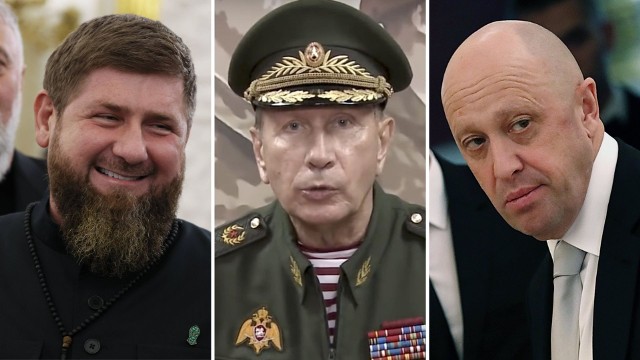 Jewgienij Prigożin (na zdjęciu z prawej) – otwarcie już stawiając się na czele wagnerowców – i Ramzan Kadyrow (z lewej) z Wiktorem Zołotowem (w środku) będą próbowali wzmocnić swoją pozycję w reżimie.