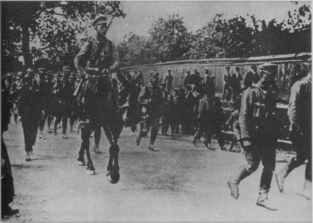 I Kompania Kadrowa była pierwszym od czasów powstania styczniowego regularnym oddziałem Wojska Polskiego. Fotografia z 1914 r.