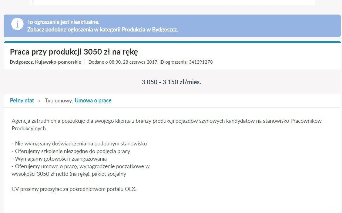 Oszuści udawali Pesę i umieścili na OLX fałszywe ogłoszenie o pracę za 3  tys. zł netto [zdjęcie] | Gazeta Pomorska