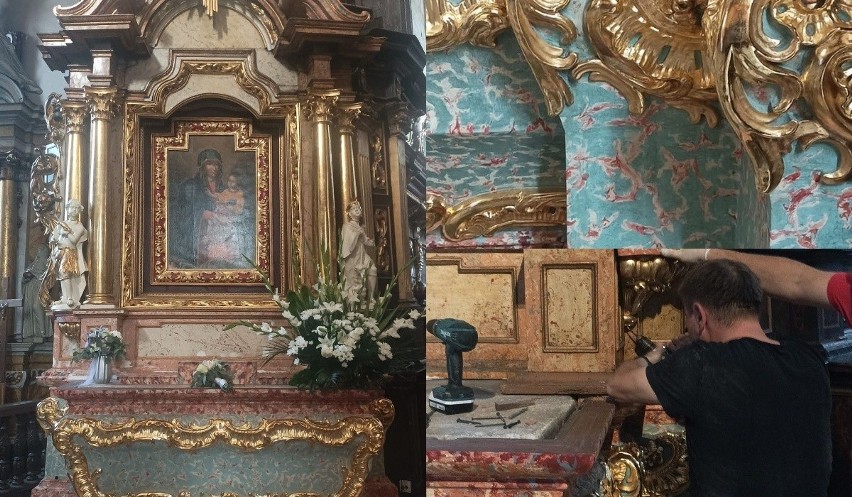 Barokowy Ołtarz Matki Boskiej w zabytkowej kolegiacie w...
