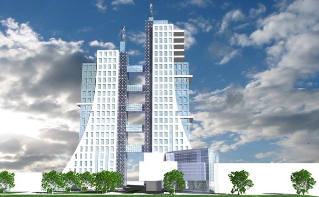 Projekt City Towers Słupsk na wyspie Młyńskiej