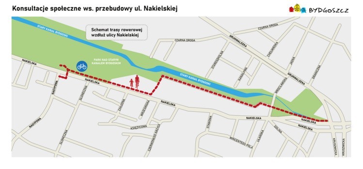 Tak ma przebiegać trasa rowerowa przy ul. Nakielskiej.