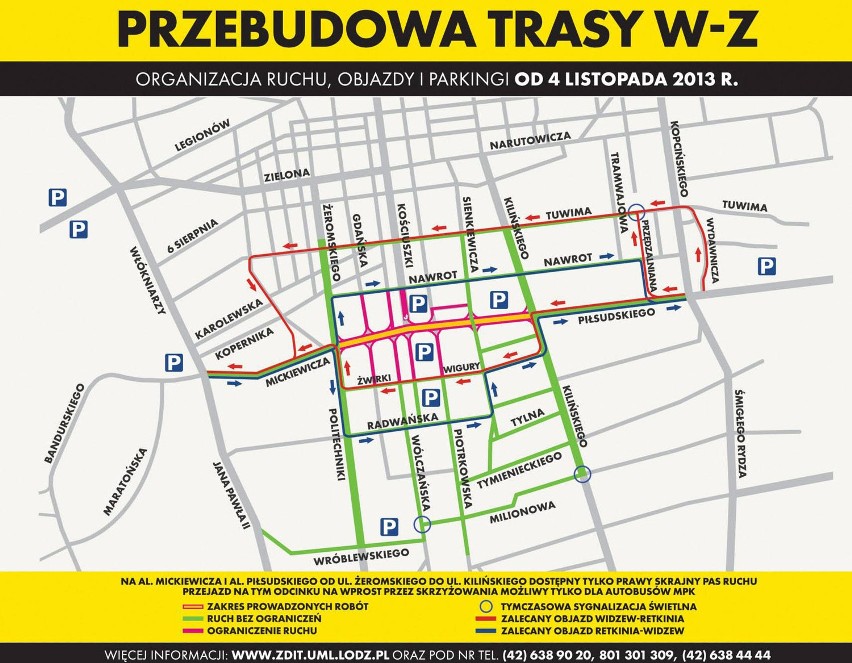 Budowa trasy W-Z od poniedziałku 4 listopada [MAPY, OBJAZDY, ROZKŁAD MPK]