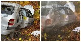 Wypadek niedaleko Łambinowic w powiecie nyskim. Renault prowadzone przez 52-latka zjechało z drogi i uderzyło bokiem w drzewo