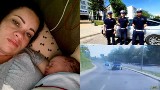 Rodząca kobieta z policyjną eskortą do kliniki. "Mam zdrowego wnuczka" - cieszy się dziadek wdzięczny policjantom za pomoc (wideo)