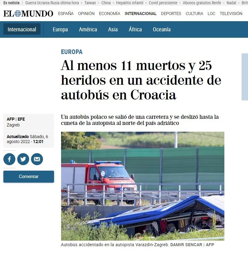 Wypadek polskiego autokaru w Chorwacji. O zdarzeniu piszą media na całym świecie
