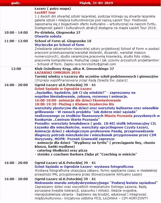 Zobacz program Dni Łazarza na kolejne dni ---->