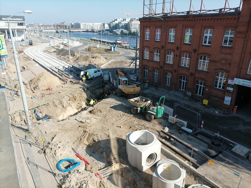 Plac budowy w okolicy dworca Szczecin Główny. - Zakres robót...