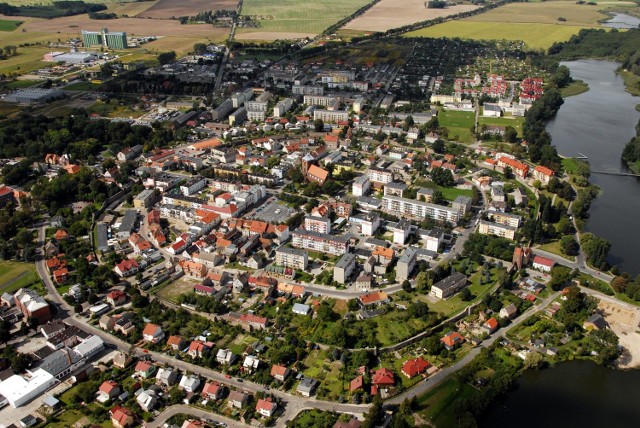 Widok na Strzelce Krajeńskie z lotu ptaka.