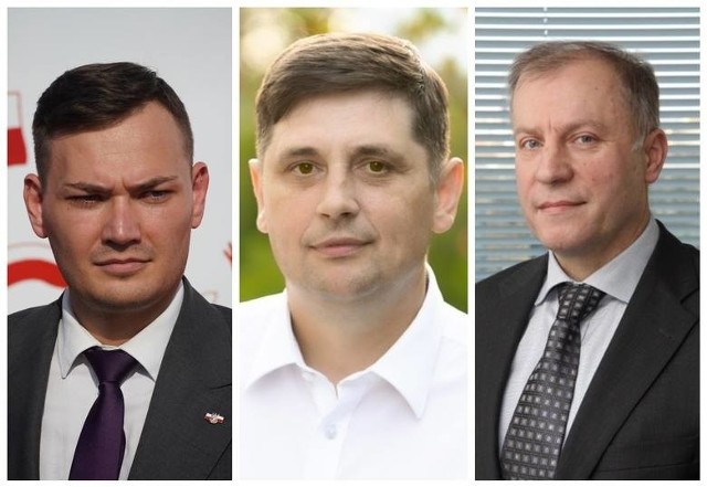 Piotr Modzelewski (z lewej), Wojciech Grochowski i Krzysztof Kondraciuk nowi radni sejmiku województwa podlaskiego